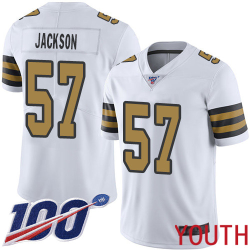 New Orleans Saints Limited White Youth Rickey Jackson Jersey NFL Football 57 100th Season Rush Vapor Untouchable Jersey